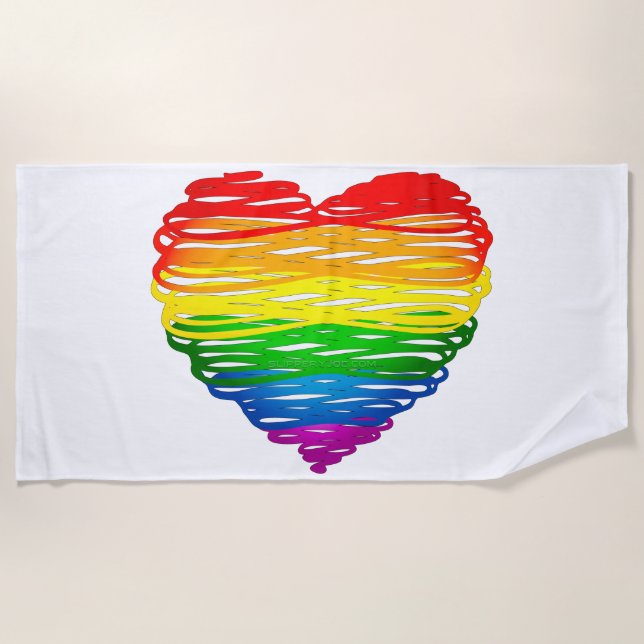 SlipperyJoe's pride scribbled heart shape drawing  Beach Towel (Front)