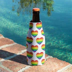 SlipperyJoe's pride scribbled heart shape drawing  Bottle Cooler