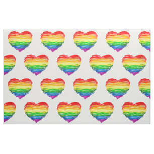 SlipperyJoe's pride scribbled heart shape drawing  Fabric