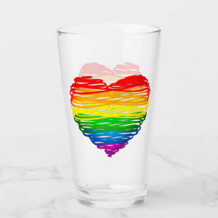 SlipperyJoe's pride scribbled heart shape drawing  Glass