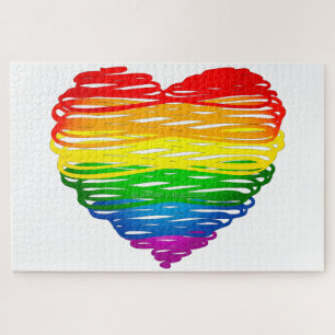 SlipperyJoe's pride scribbled heart shape drawing  Jigsaw Puzzle