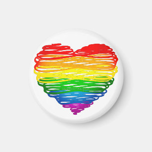 SlipperyJoe's pride scribbled heart shape drawing  Magnet