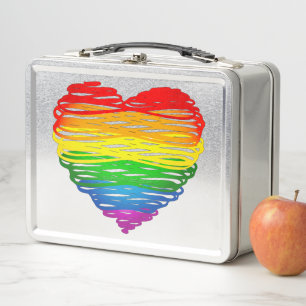 SlipperyJoe's pride scribbled heart shape drawing  Metal Lunch Box