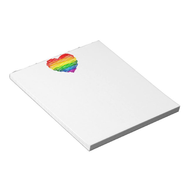 SlipperyJoe's pride scribbled heart shape drawing  Notepad (Angled)