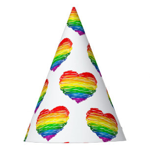 SlipperyJoe's pride scribbled heart shape drawing  Party Hat