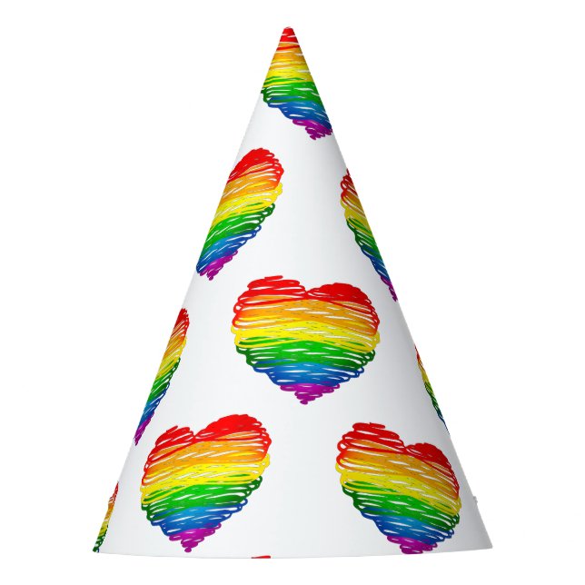 SlipperyJoe's pride scribbled heart shape drawing  Party Hat (Front)