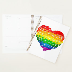 SlipperyJoe's pride scribbled heart shape drawing Planner