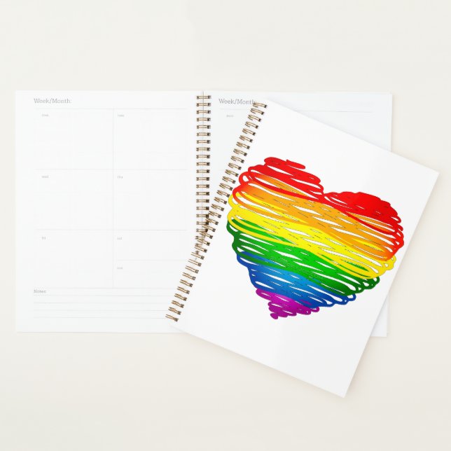 SlipperyJoe's pride scribbled heart shape drawing  Planner (Display)