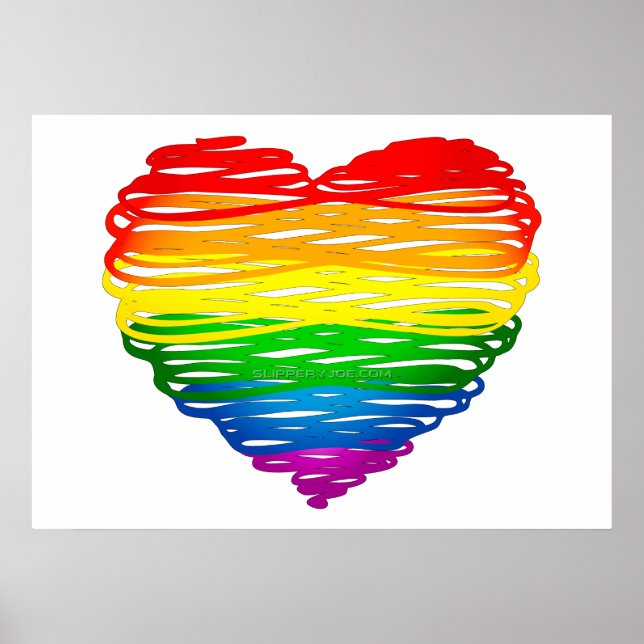 SlipperyJoe's pride scribbled heart shape drawing  Poster (Front)