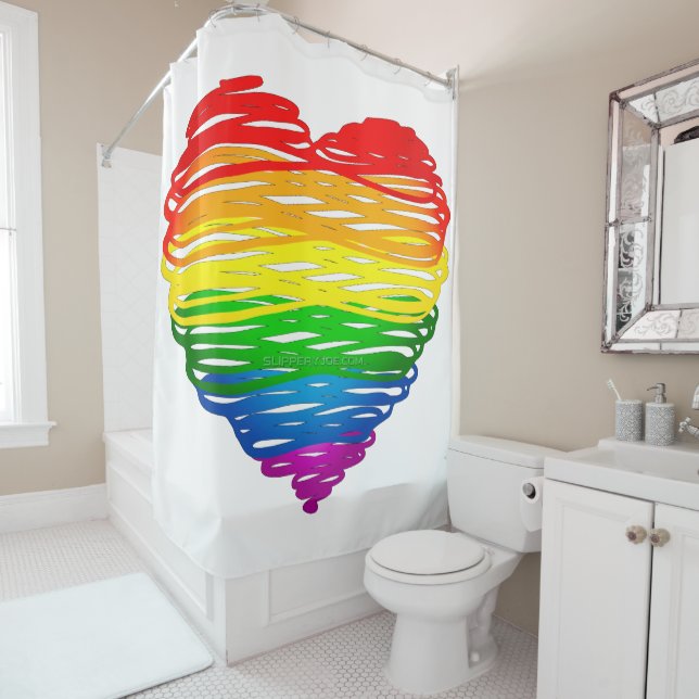 SlipperyJoe's pride scribbled heart shape drawing  Shower Curtain (In Situ)