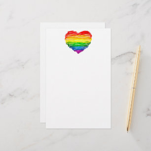 SlipperyJoe's pride scribbled heart shape drawing  Stationery