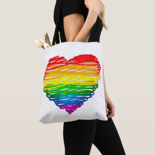 SlipperyJoe's pride scribbled heart shape drawing Tote Bag