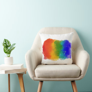 SlipperyJoe's pride splatter rainbow colours vibra Cushion