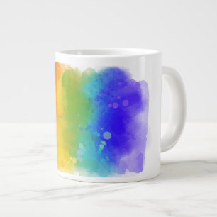 SlipperyJoe's pride splatter rainbow colours vibra Large Coffee Mug