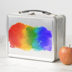 SlipperyJoe's pride splatter rainbow colours vibra Metal Lunch Box