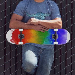 SlipperyJoe's pride splatter rainbow colours vibra Skateboard