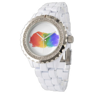 SlipperyJoe's pride splatter rainbow colours vibra Watch
