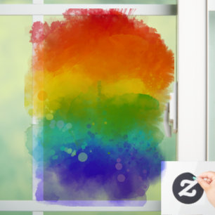 SlipperyJoe's pride splatter rainbow colours vibra Window Cling