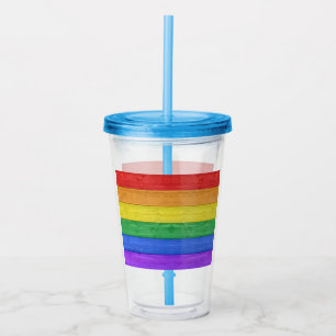 SlipperyJoe's pride wooden flag horizontal rainbow Acrylic Tumbler