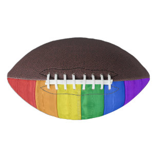 SlipperyJoe's pride wooden flag horizontal rainbow American Football