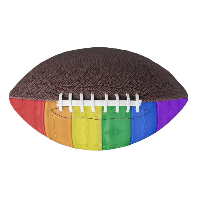 SlipperyJoe's pride wooden flag horizontal rainbow American Football (Front)