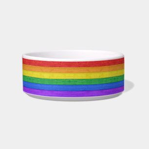 SlipperyJoe's pride wooden flag horizontal rainbow Bowl