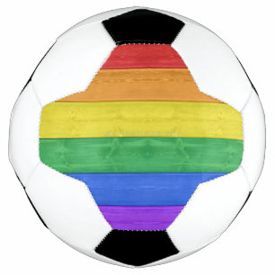SlipperyJoe's pride wooden flag horizontal rainbow Football