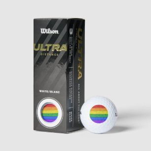 SlipperyJoe's pride wooden flag horizontal rainbow Golf Balls