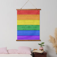 SlipperyJoe's pride wooden flag horizontal rainbow