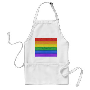 SlipperyJoe's pride wooden flag horizontal rainbow Standard Apron