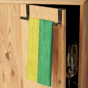 SlipperyJoe's pride wooden flag horizontal rainbow Tea Towel