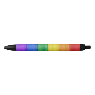 SlipperyJoe's pride wooden flag rainbow colors cel Black Ink Pen