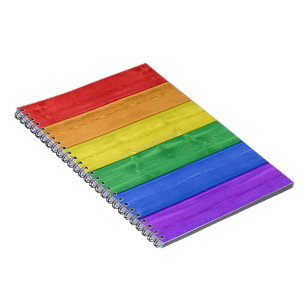 SlipperyJoe's pride wooden flag rainbow colors cel Notebook