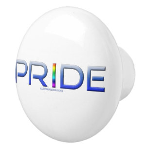 SlipperyJoe's pride word metallic letters radiates Ceramic Knob