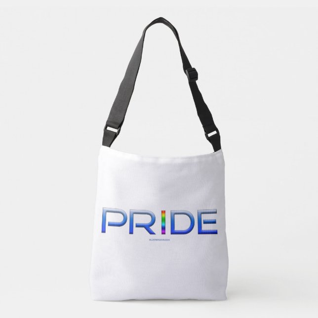 SlipperyJoe's pride word metallic letters radiates Crossbody Bag (Front)