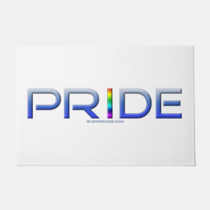 SlipperyJoe's pride word metallic letters radiates Doormat
