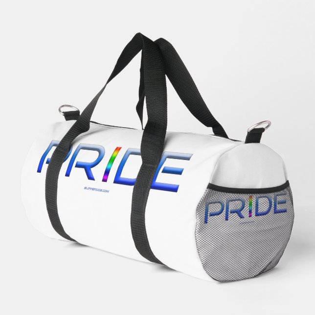 SlipperyJoe's pride word metallic letters radiates Duffle Bag (Right Corner)
