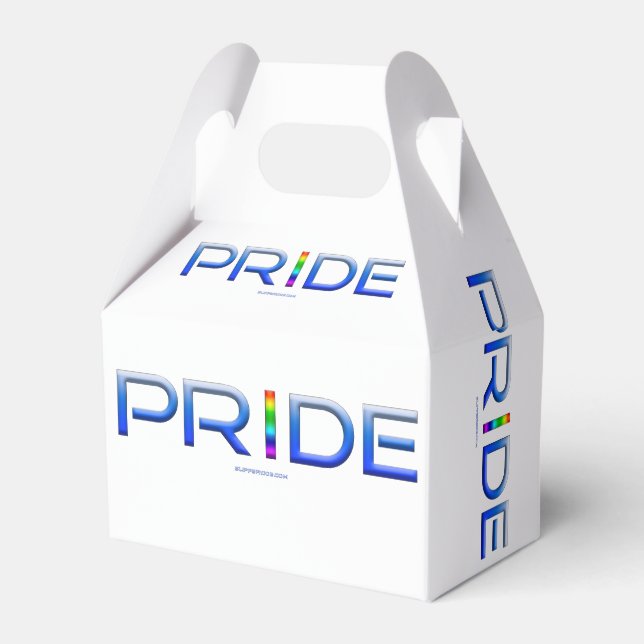 SlipperyJoe's pride word metallic letters radiates Favour Box (Front Side)