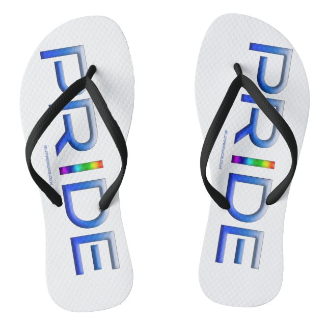 SlipperyJoe's pride word metallic letters radiates Flip Flops (Footbed)