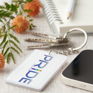 SlipperyJoe's pride word metallic letters radiates Key Ring