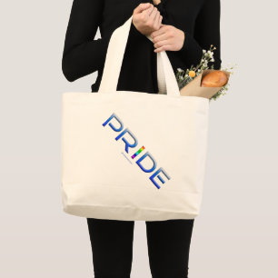 SlipperyJoe's pride word metallic letters radiates Large Tote Bag