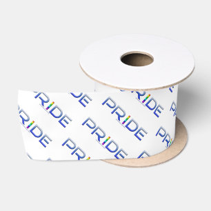 SlipperyJoe's pride word metallic letters radiates Satin Ribbon