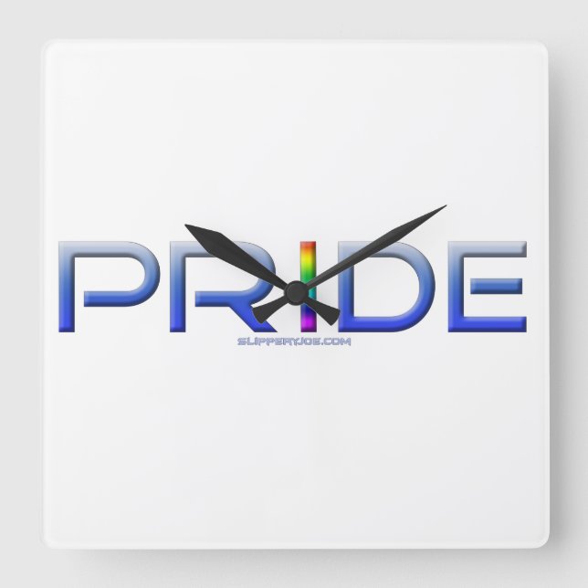 SlipperyJoe's pride word metallic letters radiates Square Wall Clock (Front)