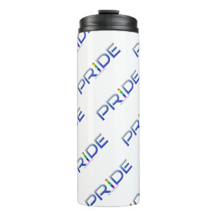 SlipperyJoe's pride word metallic letters radiates Thermal Tumbler