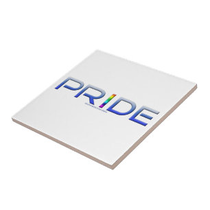 SlipperyJoe's pride word metallic letters radiates Tile
