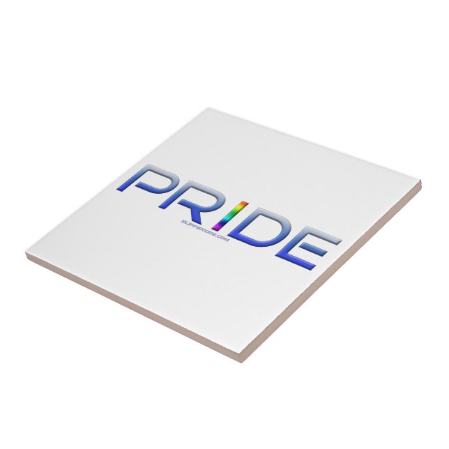 SlipperyJoe's pride word metallic letters radiates Tile (Side)