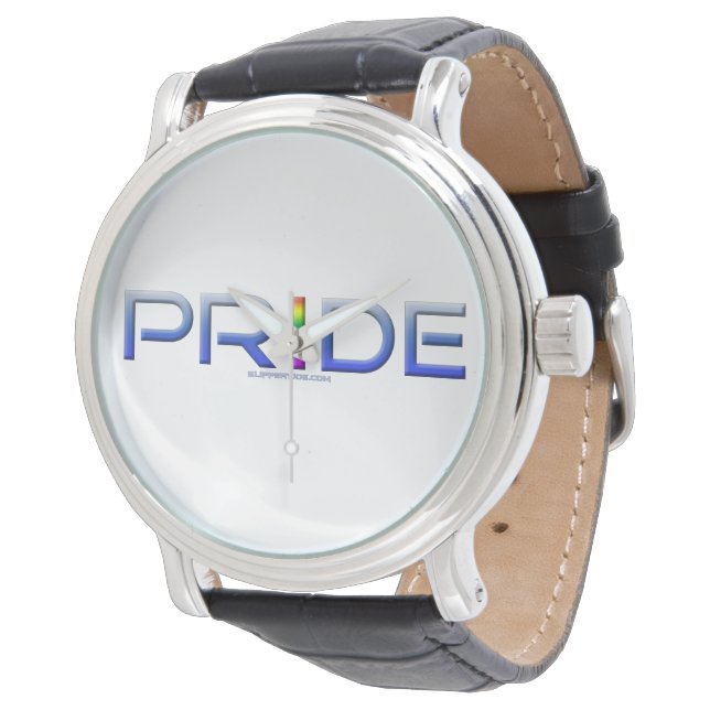SlipperyJoe's pride word metallic letters radiates Watch (Angled)