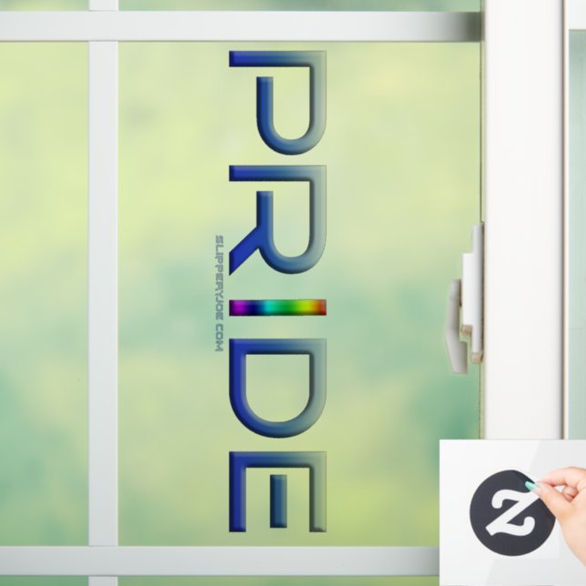 SlipperyJoe's pride word metallic letters radiates Window Cling (Home)