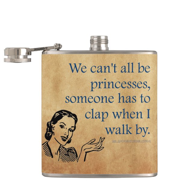 SlipperyJoe's Princess clap walking funny 50s vint Hip Flask (Opened)