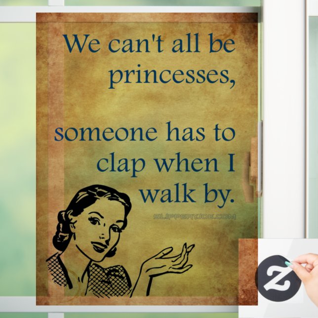 SlipperyJoe's Princess clap walking funny 50s vint Window Cling (Home)
